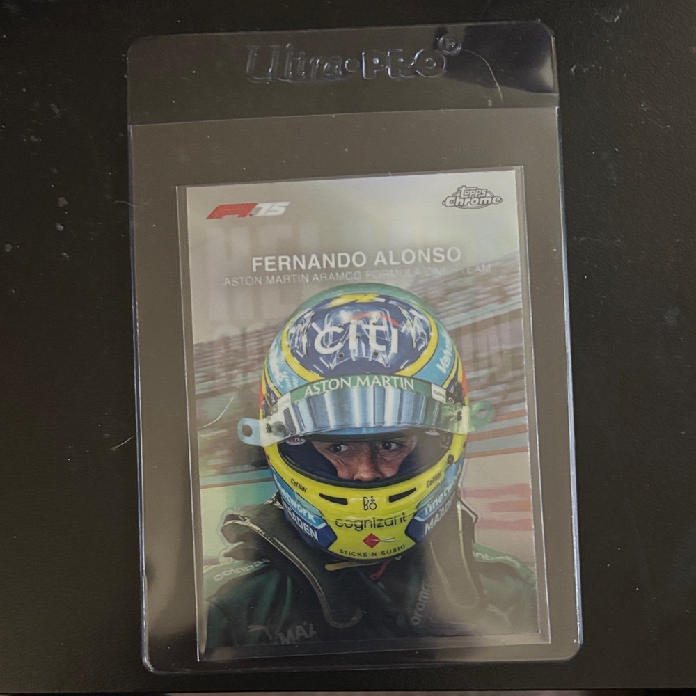 Fernando Alonso Racing Card with Yellow & Blue Helmet